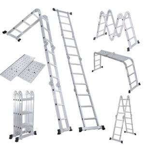 15.5 Ft Multi Purpose Aluminum Folding Step Platform Scaffold Ladder