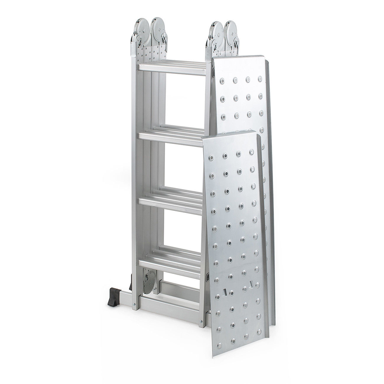 15.5 Ft Multi Purpose Aluminum Folding Step Platform Scaffold Ladder - Image 3